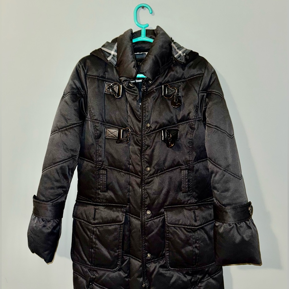 🧸Teenie Weenie Black Hooded Winter Jacket – Size S – Super Cute Teddy Buttons
